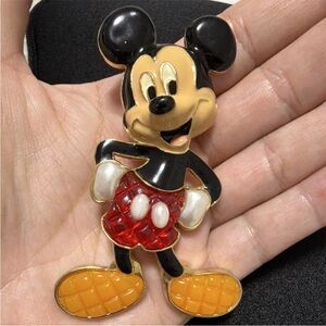 Vintage Mickey Mouse Enamel Pin Brooch - Black, Red, Yellow